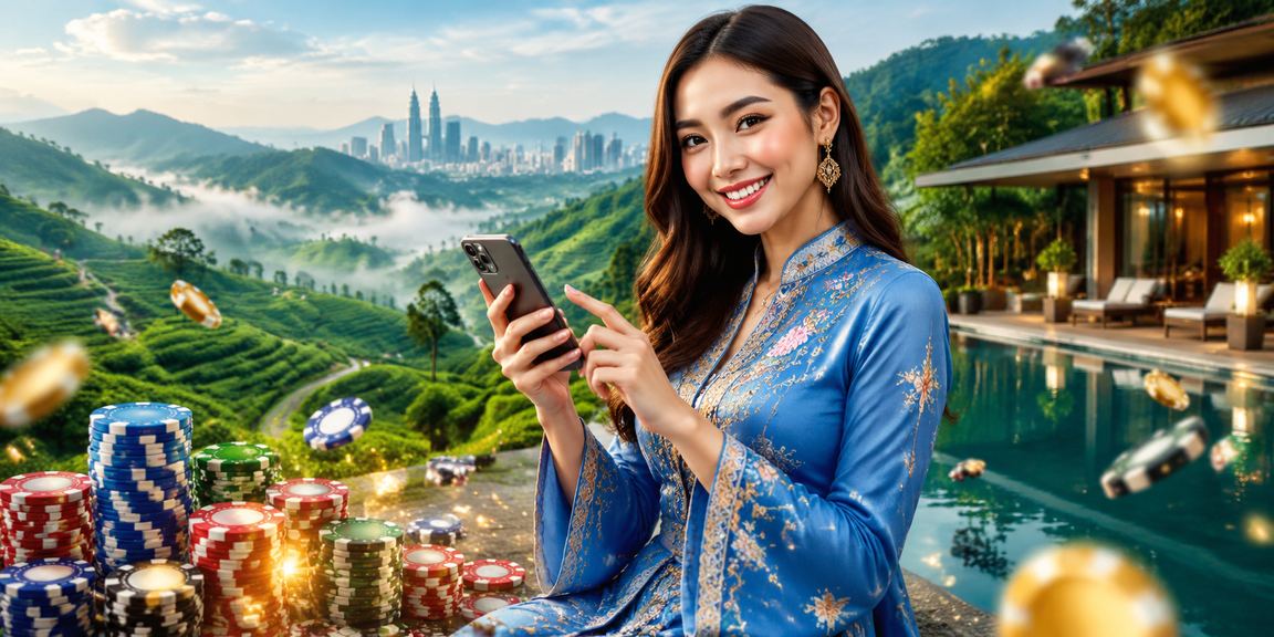 Pemain Malaysia dalam pakaian baju kurung bermain slot online pv16